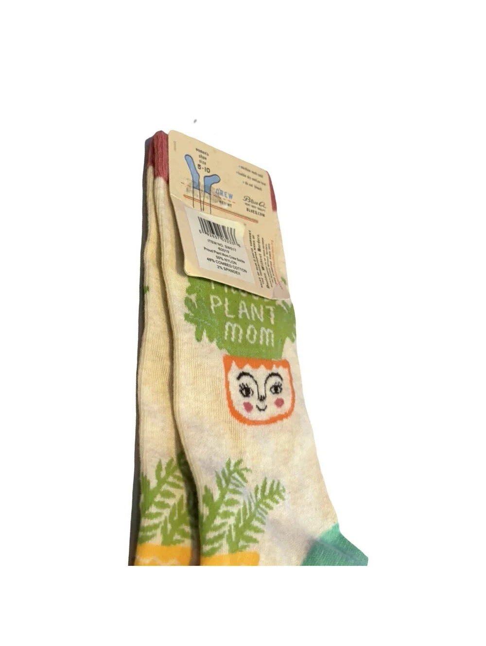 Blue Q Socks Proud Plant Mom Women's Crew Socks Sz 5-10 BNWT Soft Combed Cotton